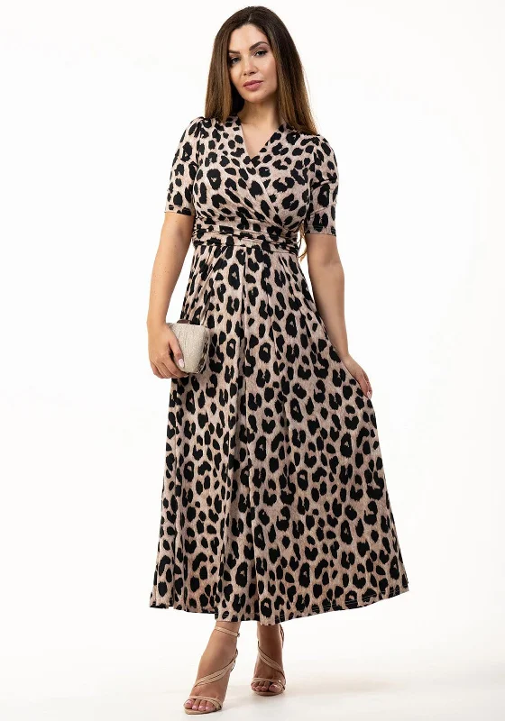 Jolie Moi Beatrice Leopard Print Jersey Maxi Dress, Multi Classic Solid Maxi Dress