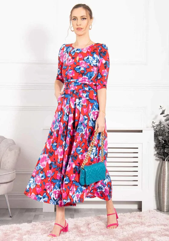 Jolie Moi Dorothy Abstract Print Maxi Dress, Red Multi Classic Solid Maxi Dress