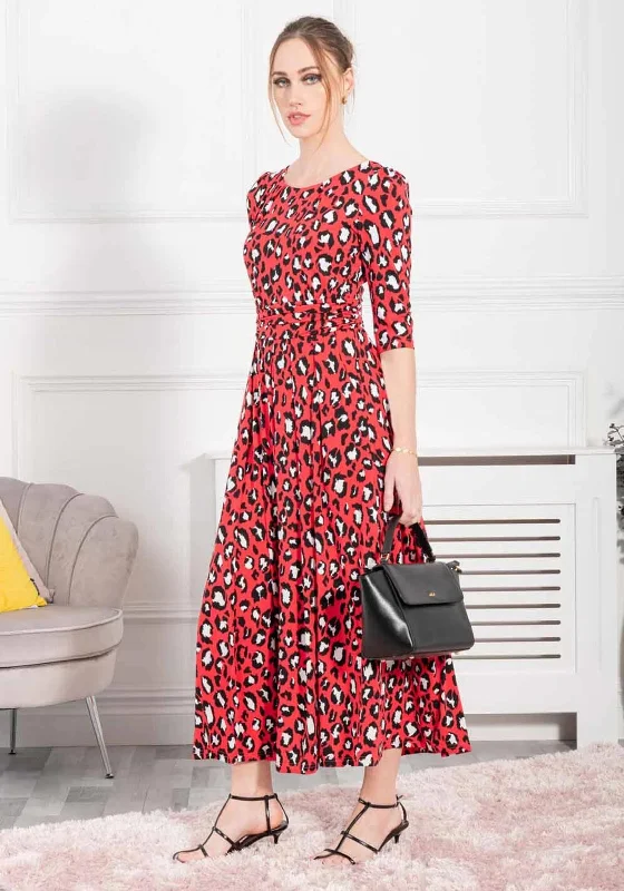 Jolie Moi Dorothy Animal Print Maxi Dress, Red Comfortable Cotton Maxi Dress