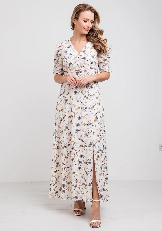 Jolie Moi Floral Open Back Maxi Dress, Cream Classic Black Maxi Dress