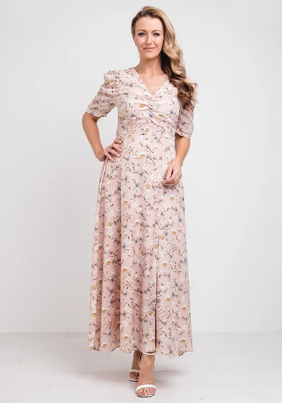 Jolie Moi Floral Open Back Maxi Dress, Pink Chic Sleeveless Maxi Dress