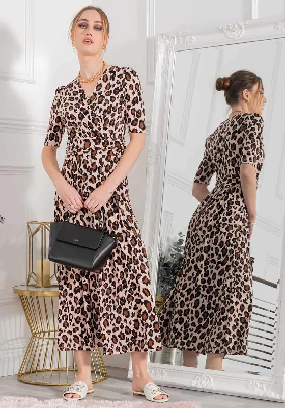 Jolie Moi Josie Animal Print Maxi Dress, Light Pink Multi Comfortable Casual Maxi Dress