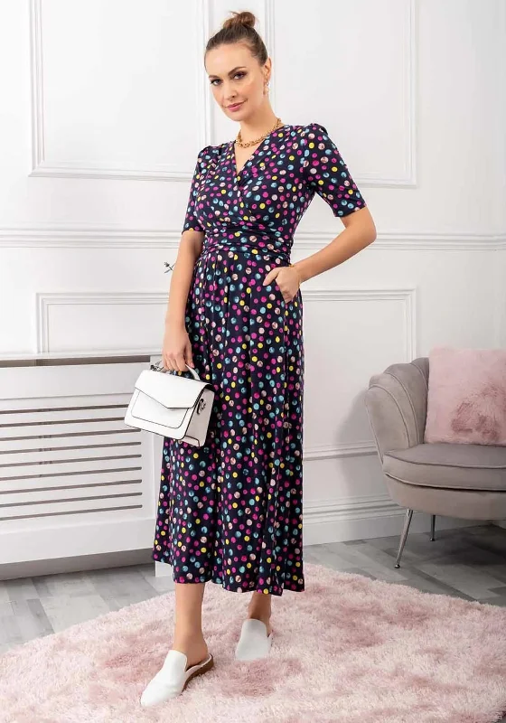 Jolie Moi Oakley Dot Print Maxi Dress, Navy Multi Comfortable T-Shirt Maxi Dress