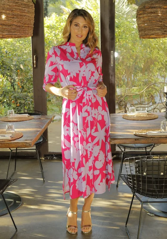 Kate & Pippa Capri Floral A Line Maxi Dress, Pink Multi Cozy Open-Back Maxi Dress