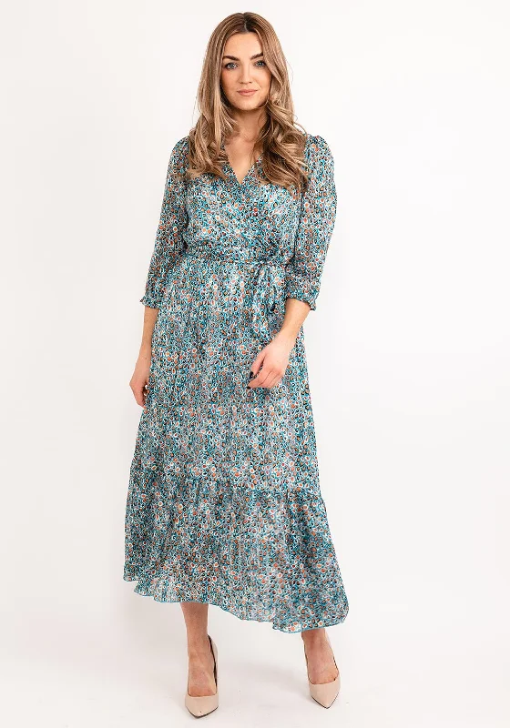 Kate & Pippa Modena Animal Print Wrap Maxi Dress, Blue Multi Comfortable Bohemian Maxi Dress