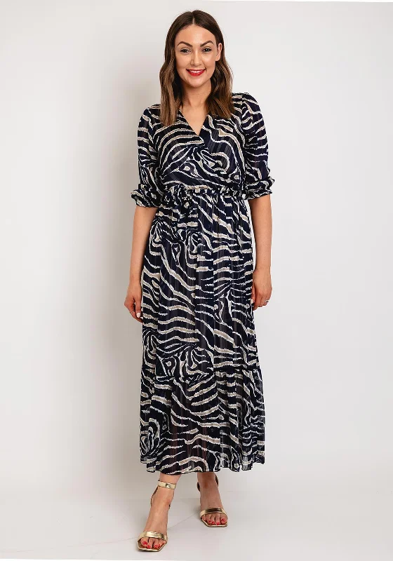 Kate & Pippa Modena Animal Print Maxi Dress, Black Trendy V-Neck Maxi Dress