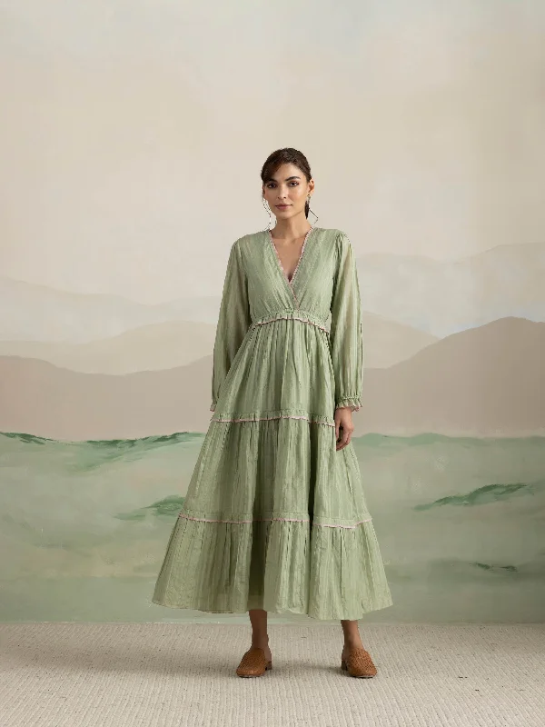 Kiwi Wrap Maxi Dress Elegant Maxi Dress with Drapes