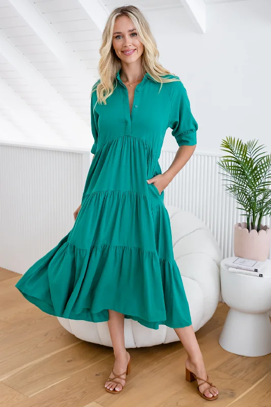 Loren Maxi Dress Green Fashionable Halter Neck Maxi Dress