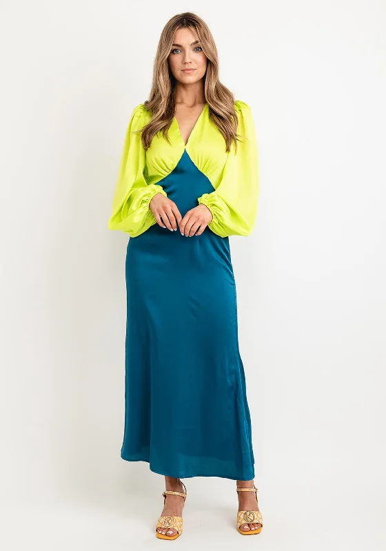 Never Fully Dressed Colour Block Maxi Dress, Lime & Blue Elegant Lace Maxi Dress