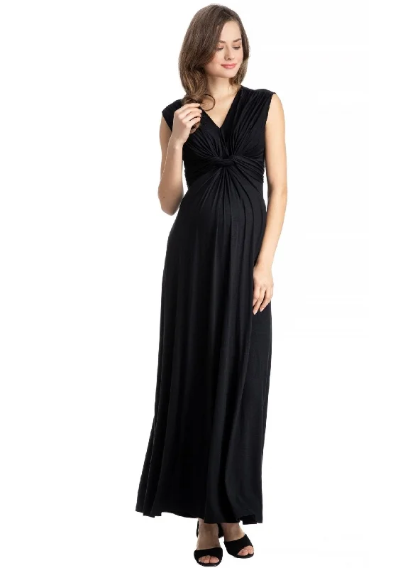 Papaver Maternity Maxi Dress - Black Stylish V-Neck Maxi Dress