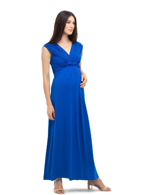 Papaver Maternity & Nursing Maxi Dress - Blue Sapphire Comfortable Ruffle Maxi Dress