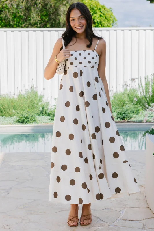 Portafino Maxi Dress Cream/Choc Spot Comfortable T-Shirt Maxi Dress