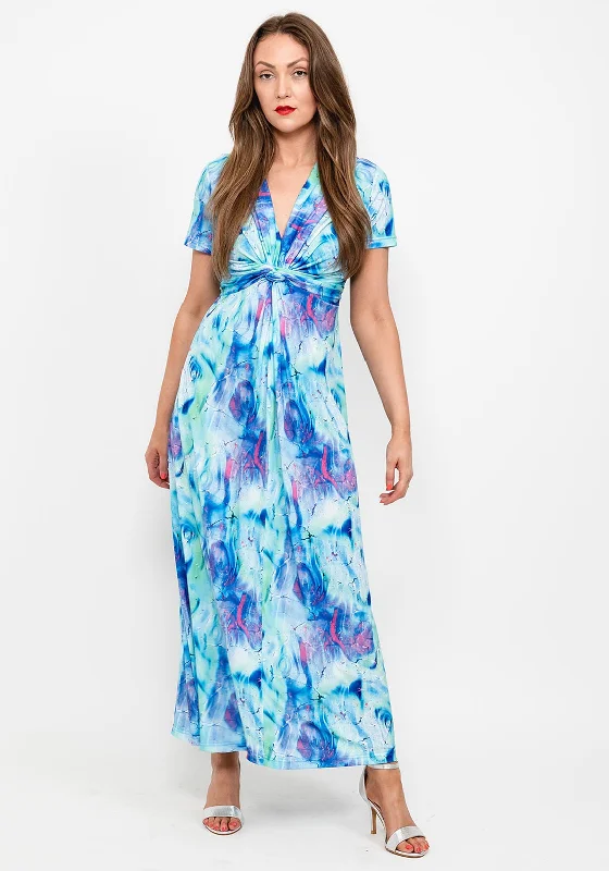 Rena by Coco Doll Beauvais Maxi Dress, Blue Multi Comfortable Maxi Dress with Belt