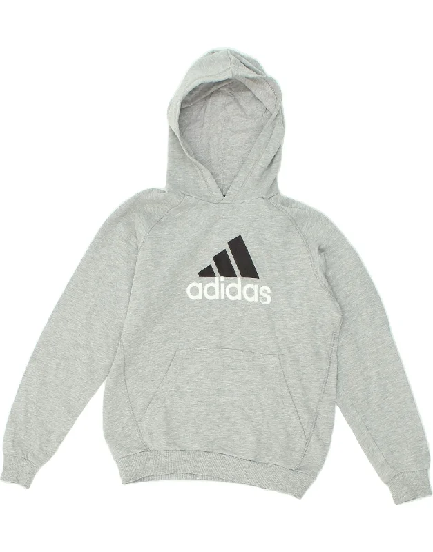 ADIDAS Boys Graphic Hoodie Jumper 11-12 Years Grey Cotton Hoodie Dress Longline Feminine