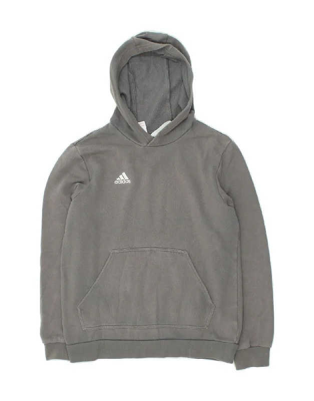 ADIDAS Boys Graphic Hoodie Jumper 13-14 Years Grey Cotton Hoodie Sweatshirt Pullover