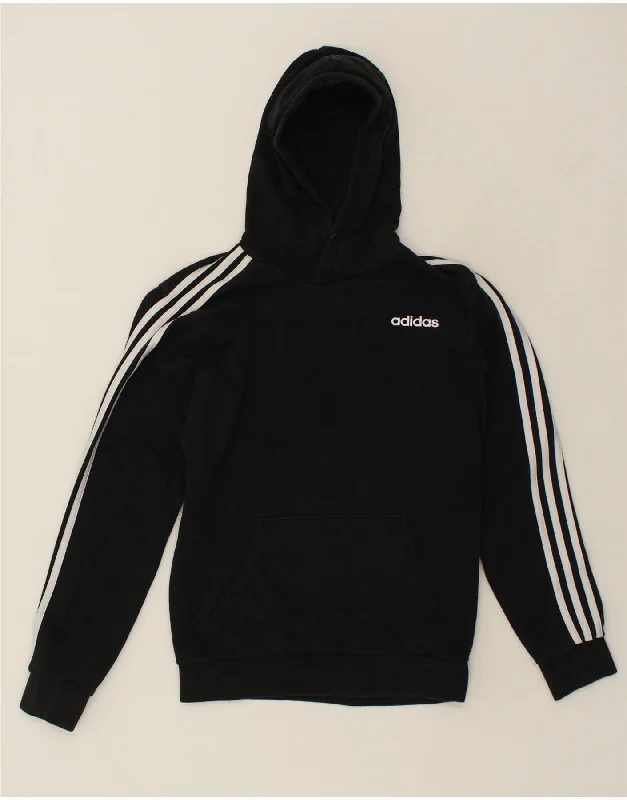 ADIDAS Mens Hoodie Jumper Small Black Cotton Hoodie with Bell Sleeves Flared Feminine