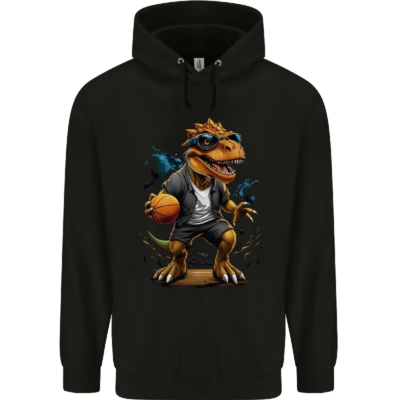 Basketball T-Rex Dinosaur Mens 80% Cotton Hoodie Hoodie with Illustration Artistic Creative