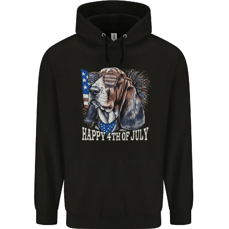 Bassett Hound 4th of July Independence Day Mens 80% Cotton Hoodie Hoodie with Bell Sleeves Flared Feminine