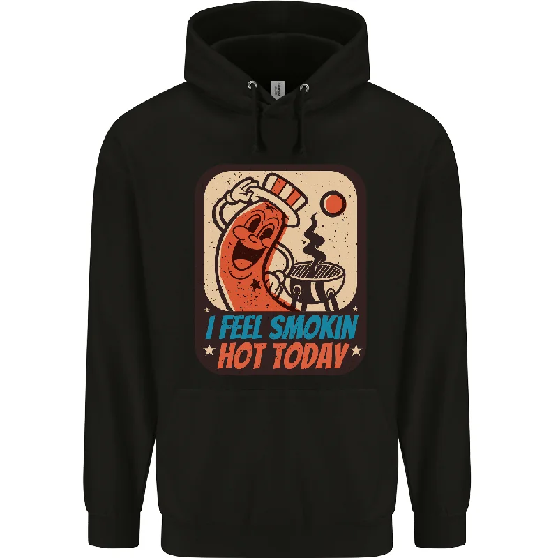 BBQ Smokin Hot Today Funny Grill Mens 80% Cotton Hoodie Hoodie with Elastic Waist Stretchable Comfortable