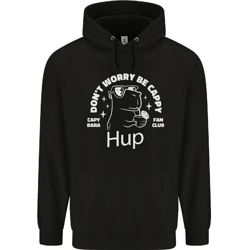 Be Cappy Funny Capybara Mens 80% Cotton Hoodie Hoodie with Applique Textured Unique