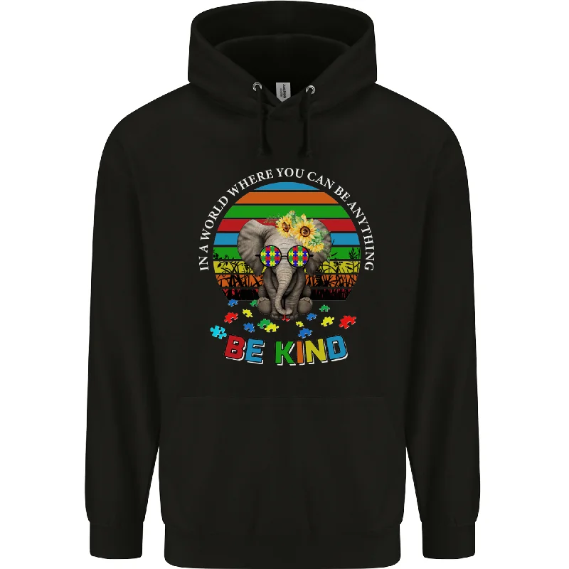 Be Kind Elephant Autism Autistic Mens 80% Cotton Hoodie Hoodie with Pocket Utility Practical