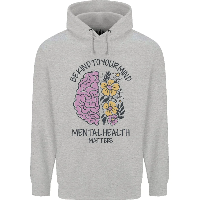 Be Kind to Your Mind Mental Health Mens 80% Cotton Hoodie Hoodie with Frayed Bohemian Relaxed