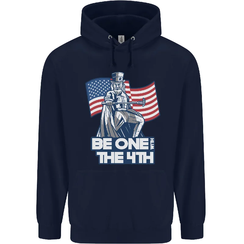 Be One With 4th of July American Independence Mens 80% Cotton Hoodie Hoodie Dress Longline Feminine