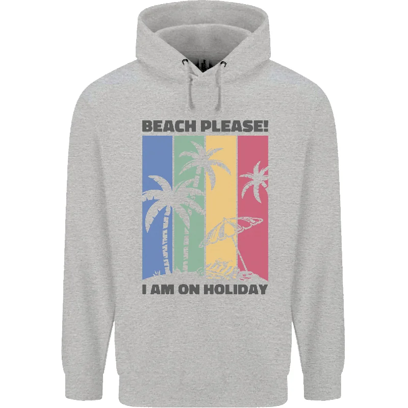 Beach Please Im on Holiday Funny Mens 80% Cotton Hoodie Hoodie with Slim Fit Tailored Modern