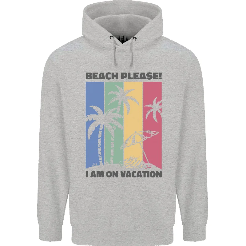 Beach Please Im on Vacation Funny Mens 80% Cotton Hoodie Hoodie with Hem Patch Decorative Personalized