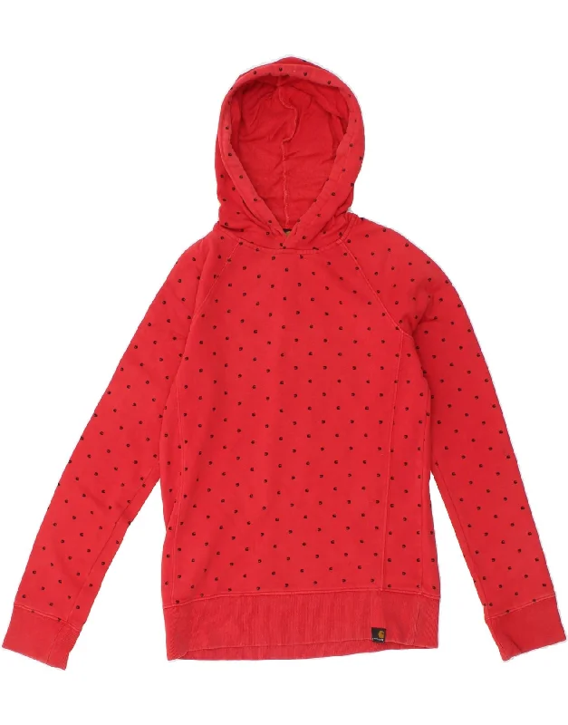 CARHARTT Womens Hoodie Jumper UK 10 Small Red Cotton Hoodie with Relaxed Fit Easy Casual