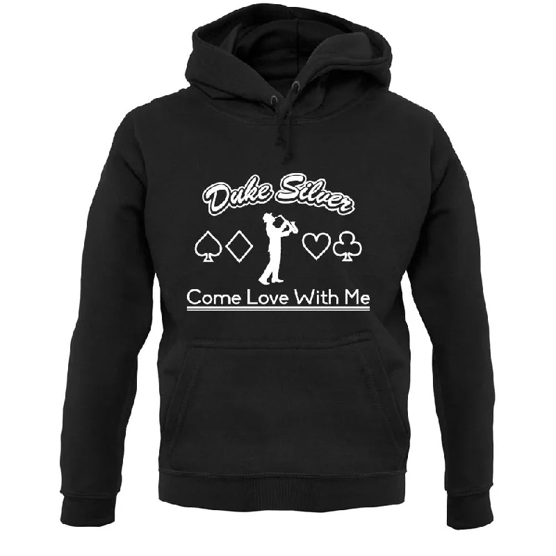 Duke Silver Come Love With Me Unisex Hoodie Hoodie with Hem Frayed Vintage Worn