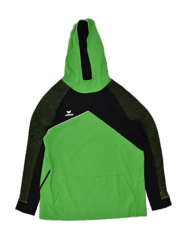 ERIMA Womens Hoodie Jumper UK 18 XL Green Colourblock Cotton Hoodie with Lining Warm Insulated