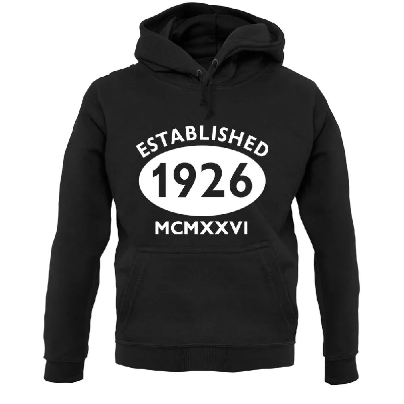 Established 1926 Roman Numerals Unisex Hoodie Hoodie with Set-In Sleeves Structured Classic