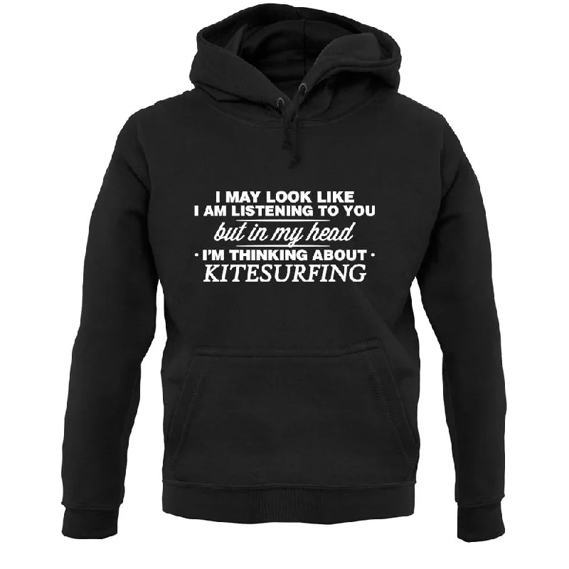 In My Head I'm Kitesurfing Unisex Hoodie Hoodie with Stripes Bold Sporty