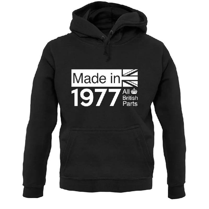 Made In 1977 All British Parts Crown Unisex Hoodie Hoodie with Elastic Cuffs Stretchable Comfortable