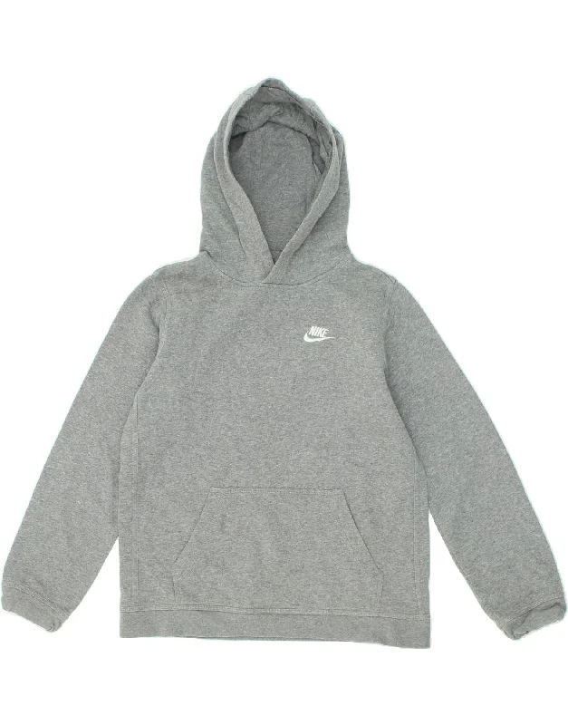 NIKE Boys Hoodie Jumper 13-14 Years XL Grey Cotton Hoodie with Print Artistic Unique