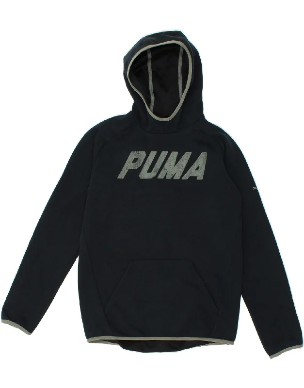 PUMA Boys Graphic Hoodie Jumper 15-16 Years Navy Blue Hoodie with Pastel Soft Subtle