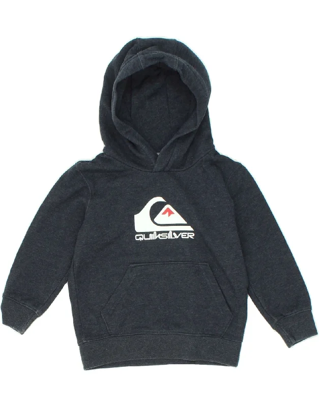 QUIKSILVER Boys Graphic Hoodie Jumper 3-4 Years Navy Blue Cotton Hoodie with Rolled Sleeves Casual Relaxed