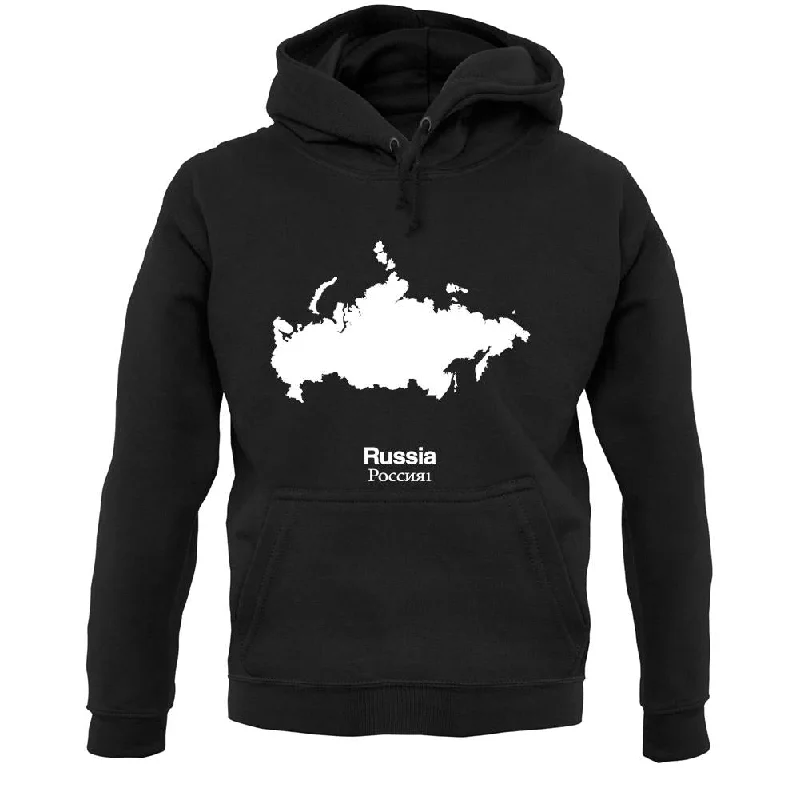 Russia Silhouette Unisex Hoodie Hoodie with Hem Embroidery Detailed Premium