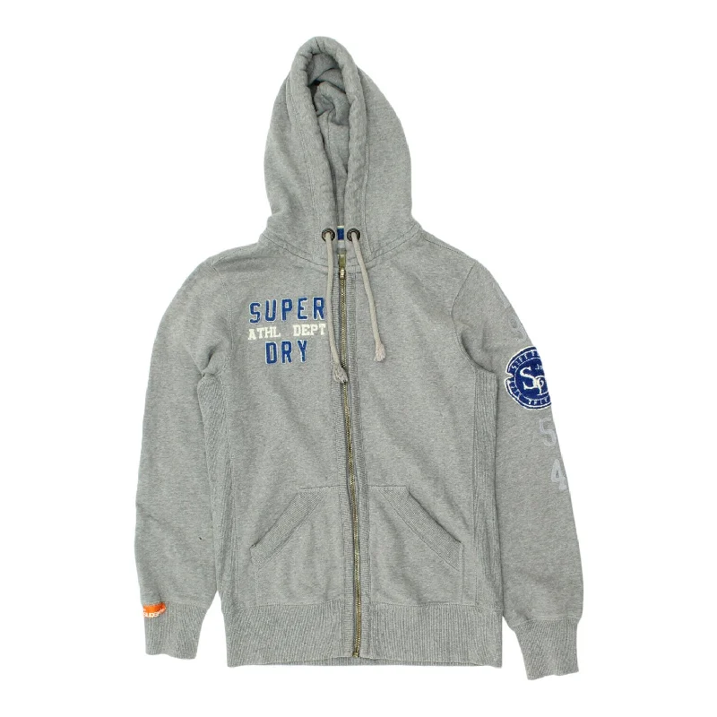 Superdry Athletic Department Mens Grey Full Zip Hoodie | Vintage Designer Hoody Hoodie with Hem Detail Decorative Unique