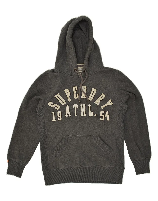 SUPERDRY Mens Graphic Hoodie Jumper Small Grey Hoodie with Velcro Closure Adjustable Secure