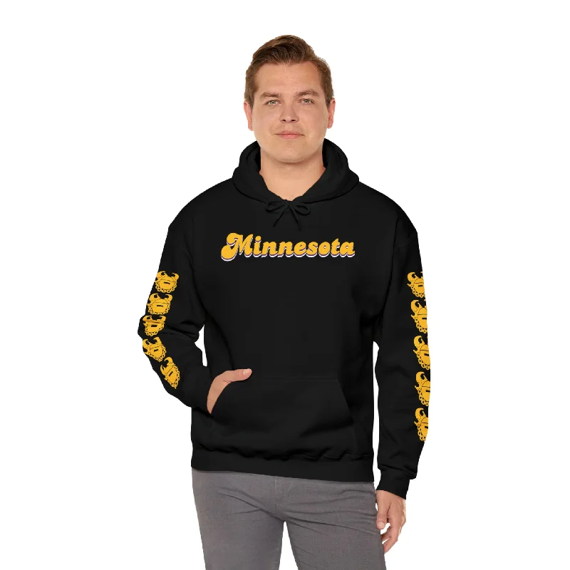 Unisex Heavy Blend™ Hooded Sweatshirt - Minnesota (Retro) + Game Day Helmet (Sleeves) Hoodie with Elastic Cuffs Stretchable Comfortable