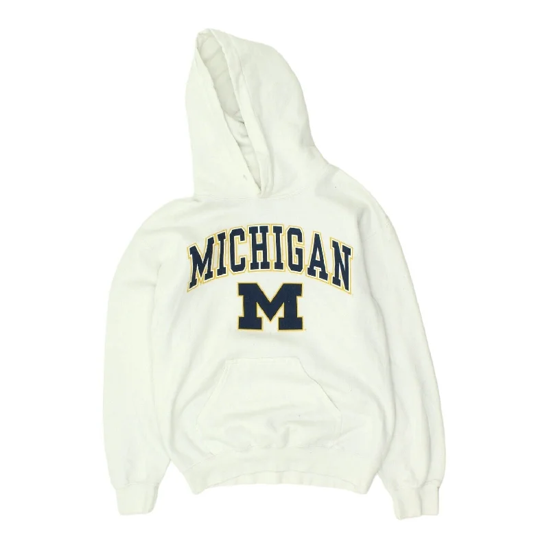 University of Michigan Mens White Fanatics Hoodie | USA Varsity Sportswear Hoody Hoodie with Relaxed Fit Easy Casual