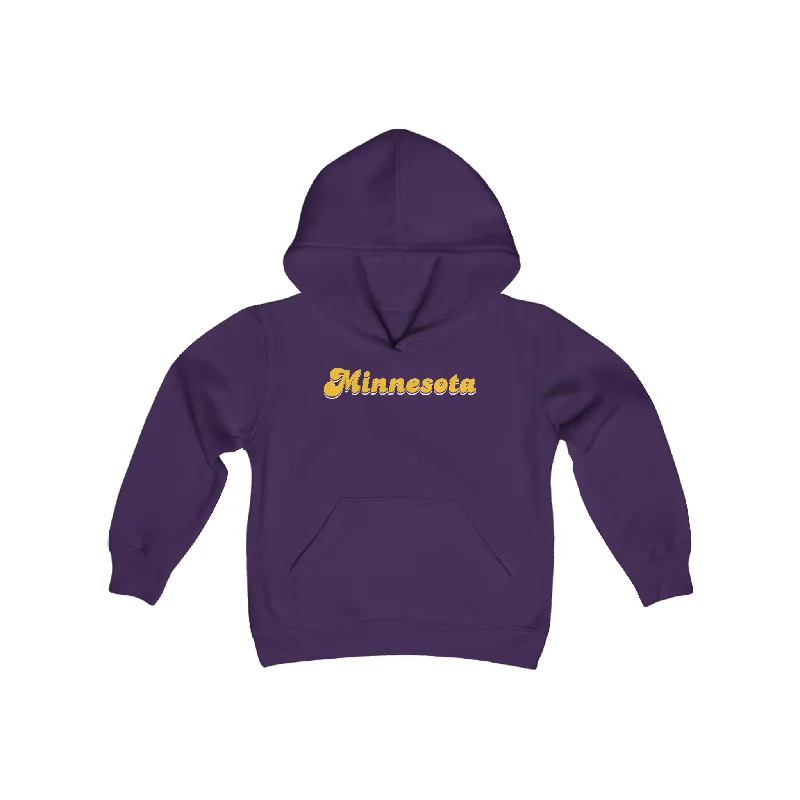 Youth Heavy Blend Hoodie - Minnesota (Retro) Hoodie with Metallic Shiny Futuristic