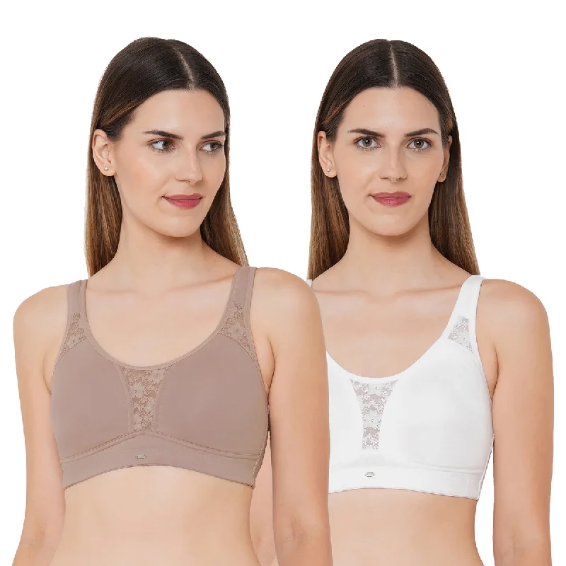 Full coverage Non padded Non wired Bra (PACK OF 2) CB-336 Soft Lace Bralette