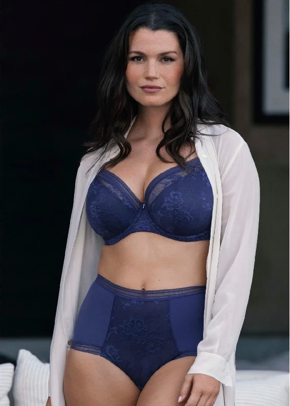 Fusion Lace Full Cup Side Support Bra In French Navy - Fantasie Trendy Lace Bra