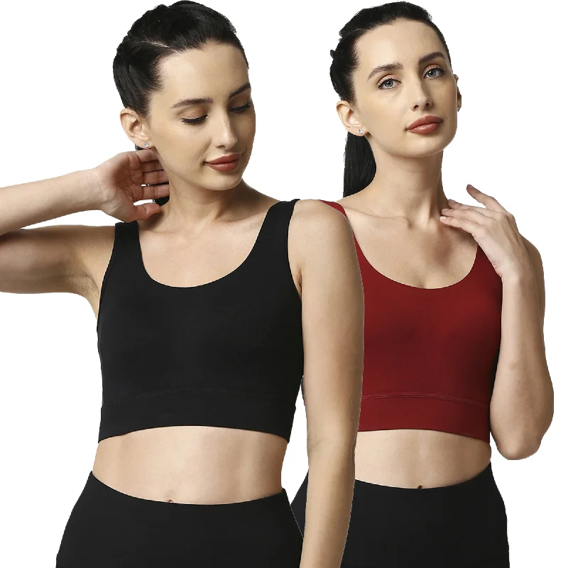 Medium Impact Non Padded Non Wired Long Line Sports Bra (Pack of 2) CB-910 Breathable Comfort Bra