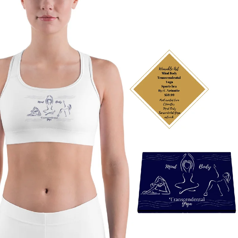 Mind Body Transcendental Yoga White Sports bra Seamless Bra Design