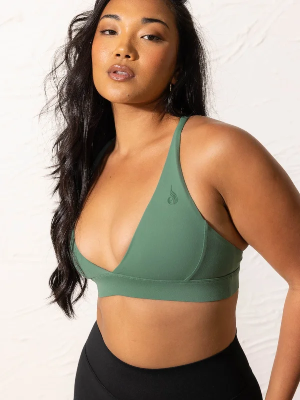 NKD Low Neck Sports Bra - Forest Green Sleek Push-Up Bra