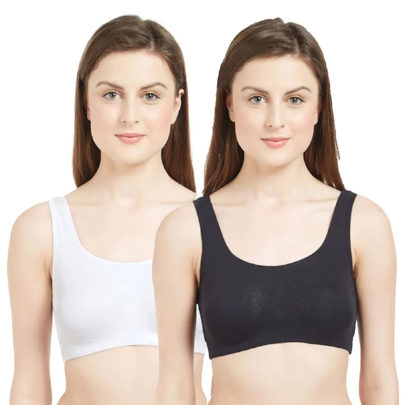 Non Wired Non Padded Full Coverage Low Impact Slip on Sports Bra (Pack of 2) BB-03 Soft Cup Bra